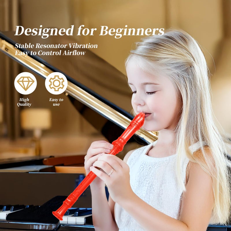 Yop-yes Descant Soprano Music Recorder Instrument For Kids Flute Kids Recorder With Cleaning Rod + Case Bag (Crystal red) - Image 5